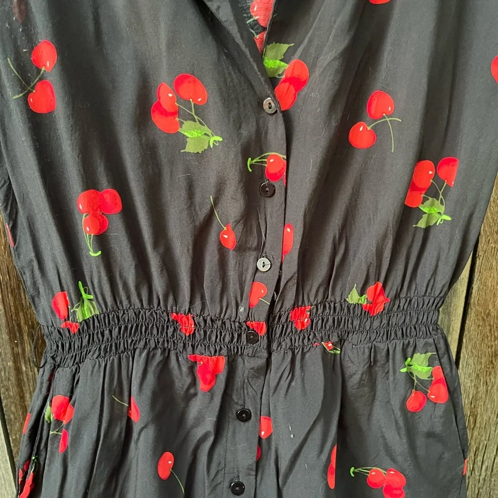 ModCloth Black Romper with Cherry Print Size Large - Picture 7 of 7